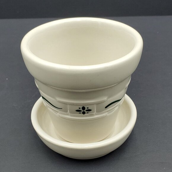 Longaberger Woven Traditions Heritage Green Flower Pots Saucers Woodcrafts Riser - Picture 9 of 10